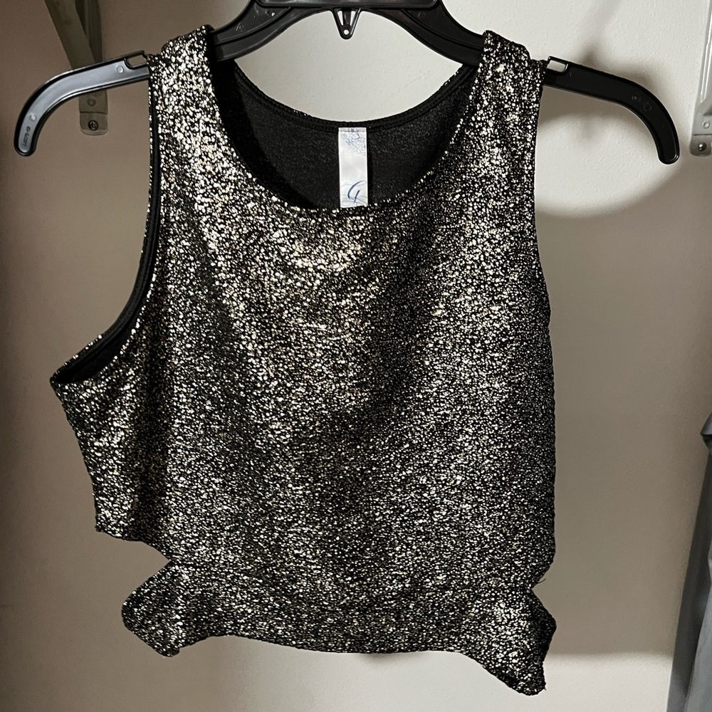 Gold sparkly sleeveless crop top